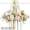 Floral hanging decoration with pink roses, 55cm diameter and 110cm elegant ribbons - Champagne Pink Hanging Ring (55cm Diameter)