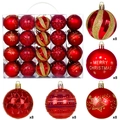 Set mit 40 roten und goldenen Weihnachtskugeln mit Glitzerstreifen und Sternenmustern - 40er Pack / Rot