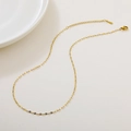 Elegant gold moonstone pendant necklace featuring a polished flat O-chain design - 035 Lip Chain