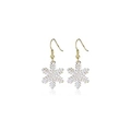Boucles d'oreilles flocons de neige de Noël avec crochets dorés et finition argentée - Flocon bordé d'or (EHMT-014HJ-J)