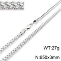 Silver stainless steel dragon bone chain necklace with lobster clasp and size 650x3mm - Silver 650x3mm (KN115435-K)