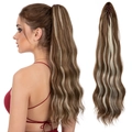 Pferdeschwanz-Haarteil mit Krallenclip, lange Locken in Braun mit blonden Highlights - 9H613 (Braun Gemischt Mit Platinblond)