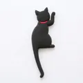 Kreativer schwarzer Katzen-Magnethaken für den Kühlschrank mit rotem Halsband-Detail - A2-Schwarze Katze
