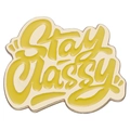 Stay Classy enamel lapel pin in bright yellow and cream with metallic edges - Yellow Artistic - Stay Classy