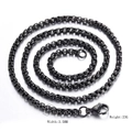 Collana a catena box in acciaio inossidabile nero, larghezza 3,5mm, peso 23g con chiusura - Catena Solo (Senza Ciondolo) (Nero) / 3mm 60cm