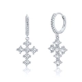 Elegant S925 sterling silver cross drop earrings with white sparkling cubic zirconia - White Zirconia Cross