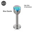 G23 Titan Labret Stecker mit einem blauen Tropfen-Opal in schimmernder Optik - 1.2*6mm / Blauer Flash-Stein