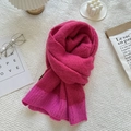 Soft cashmere-feel knit scarf in vibrant pink and rose colorblock for winter warmth - 195cmX60cm / Rose Pink