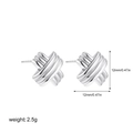 Detail view of silver crossover X knot earrings with 12mm size and 2.5g weight info - Silver X Cross Knot