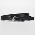 Kids fashion slim black PU belt with glitter finish and silver buckle for jeans - 87 / Black