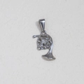 Silberner Retro Waldhorn-Anhänger aus poliertem Edelstahl für Halsketten - Horn / Stahlfarbe