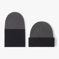 Two-tone dark grey and black knitted beanie showing folded and unfolded styling options - Dark Grey & Black