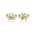 Minimalist S925 sterling silver golden crown earrings with sparkling cubic zirconia - 925 Silver / 18k Gold (White Stone)