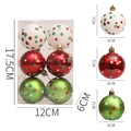 6cm kerstballen in rood, wit en groen met gekleurde lovertjes in een set van 6 stuks - Klassieke Gestippelde Stijl / Rood Groen Wit Gestipt