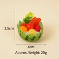 Miniature fruit salad model in watermelon shell bowl with cherries and berries, 4cm wide - Watermelon Bowl - Tangerine Grapefruit Cherry