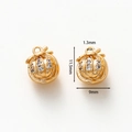 Detail view of 18k gold plated pomegranate pendant with white cubic zirconia and dimensions - Mangosteen Pendant