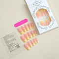 Set mit gelben French-Nägeln mit Schmetterlings-Dekor, Kleberpads und Nagelfeile - Gelber Französischer Schmetterlings-Strass