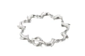 Bracciale in acciaio al titanio argento lucido con maglie a forma di scarpe e chiusura in T - Stile Stivale con Tacco Alto Argento (KB63681-BD)