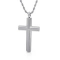 Vintage zilveren titanium stalen kruis hanger ketting met een klassieke touwketting - Stalen Kruis Hanger (KP93906-KFC)