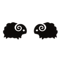 Minimalist black sheep stainless steel stud earrings featuring a cute spiral horn design - Black