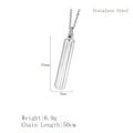 Stainless steel cylinder cremation pendant necklace with size measurements and parameters - Stainless Steel / LP1489 Silver Cylinder