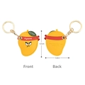 Cute mango shaped PU leather access card holder with fighting emoji and key ring - Fighting Mango