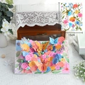 3D butterfly and colorful floral pop-up greeting card measures 20cm x 15cm - Colorful Butterfly Green