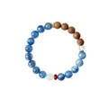 Bracciale vintage in legno di agar e cianite con agata rossa e distanziatori floreali dorati - Bracciale in Legno di Agar Agata e Cristallo Blu Naturale Con Confezione Regalo