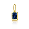S925 sterling silver necklace with a rectangular blue zircon pendant in gold finish - 18K Gold-October