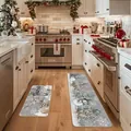 Weihnachts-Küchenmatten-Set mit Schneemännern und Rentieren auf rutschfestem Stoff - 40*60+40*120cm [Set] / Grauer Schneemann & Rentier (Weihnachtsset-6)