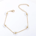 Detailed macro view of golden chain jewelry with white floral beads and lobster clasp - Ear Hooks without Chain (Pair) / Faux Pearl White