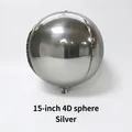 Silver 15 inch 4D mirror foil balloon with sphere shape for party decoration - 15 Inch 4D Balloon / Silver