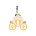 Enamel pumpkin carriage charm in pink and gold finish with silver clip for DIY jewelry - Pumpkin Carriage Style (R1-75)