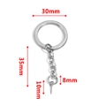 Porte-clés en acier inoxydable argenté 30mm avec chaîne et vis à œil pour bricolage - Anneau Plat 30mm + Chaîne Torsadée + Vis à Œil