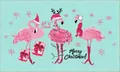 Detail der Weihnachtsmatte mit rosa Flamingos und festlichem Let it Snow Textdesign - 40*60cm / Weihnachtsdeko-Rosa Flamingo