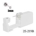 Sterile disposable ear piercer with 3mm stainless steel stud and white applicator - 3mm Pearl / Steel