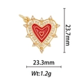 Pendentif cœur rouge avec cristaux montrant les dimensions 23,7mm sur 23,3mm pour bijoux - Pendentif Cœur Émail Rouge Strass Transparent (DZ-191)