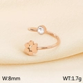 Bague ajustable patte de chat en or rose avec zircon, largeur 8mm et poids 1.7g - Style C Fleur Creuse avec Zircon Unique (KR103470-GC)