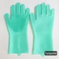 Mint green silicone grooming gloves with dense cleaning bristles for pets and household - Green (Standard)