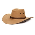 Classic khaki felt western cowboy hat featuring braided rope band and metal air eyelets - One Size / Khaki