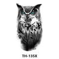 Waterproof owl forest tattoo sticker TH-135X with striking cyan eyes on white backdrop - Th-135 / 210*148mm