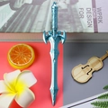 Blue sword-shaped novelty neutral pen featuring intricate geometric carving textures - Sword Pen - Blue / 0.5mm