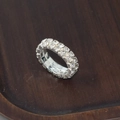 Elegant silver-toned ring with double-row sparkling crystal rhinestones inlay - 2 Row Silver Clear Rhinestone Ring