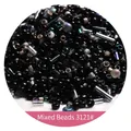 Japanese Miyuki black seed and bugle glass beads mix set for DIY jewelry crafting - Mixed Shapes Style (Mix3121) / 10g approx 500 beads / Black Series