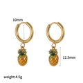 Detail shot of golden pineapple earrings with size specs: 10mm hoop and 12.5mm height - Gold 3D Pineapple Earring Style (TE60543)
