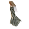 Sage green macrame keychain with rose gold lobster clasp and cotton fringe tassels - Dark Gray