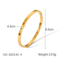 Polished gold stainless steel bangle with side buckle design, 4mm width and 6.3cm diameter - Gold/Minimalist Oval/4mm