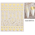 Stickers à ongles dorés SWT015 avec motifs de cœur, serrure et chaîne sur ongles blancs - Or SWT015