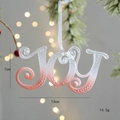 Pink translucent 'JOY' letter hanging ornament for Christmas tree decor, 13cm width - JOY Sign