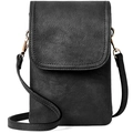 Detailed texture of black PU leather phone bag with high-quality gold-tone hardware - Upgrade-Black